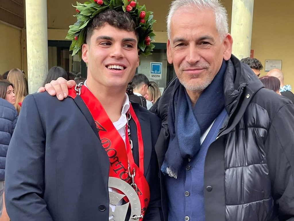 a dx il presidente Emanuele Garzia con il qb Michele Meloni